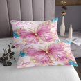 thumbnail image 3 of Erosebridal Dreamy Pink Butterfly Coverlet Set King, Chic Flower Floral Bedding Set, 3pcs, 3 of 5