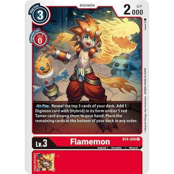Digimon Great Legend Common Flamemon BT4-009