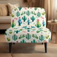 thumbnail image 2 of HELLHERO Easy Care Armless Accent Chair Cover Stain Protection Elastic Bottom Armless Accent Chair Soft Cover for Dining Room, Cacti, 2 of 8