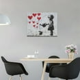 thumbnail image 3 of Banksy Girl Wall Art Heart Pictures Street Graffiti Canvas Wall Decor Kids Aesthetic Painting Pop Home Modern Artwork Decorations Framed for Living Room Bedroom Bathroom Office 16 x 12 inch, 3 of 6