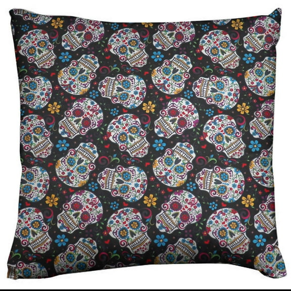 Halloween Themed Decorative Throw Pillow/Sham Cushion Cover Day of the Dead Sugar Skulls