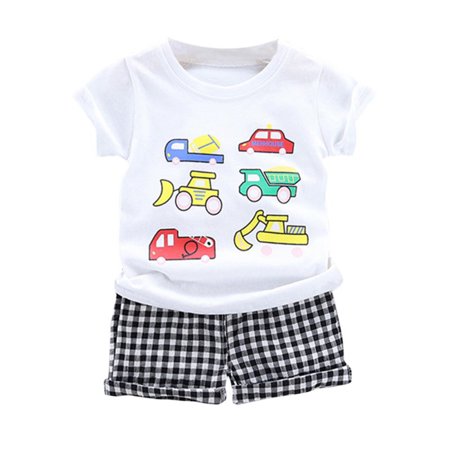 Lavaport Casual Kid Boys Summer Printed Shirts + Shorts Outfits Clothing