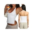 thumbnail image 3 of Women's Summer Fitted Tank Tops Solid Color Sleeveless Halter Neck Open Back Slim Fit Vest, 3 of 10
