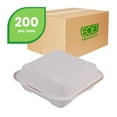 thumbnail image 7 of Eco-Products EP-HC81NFA Vanguard 8 in. x 8 in. x 3 in. 1-Compartment Renewable and Compostable Sugarcane Clamshells - White (200/Carton), 7 of 7
