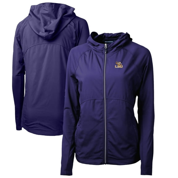 Women's Cutter & Buck Purple LSU Tigers Adapt Eco Knit Full-Zip Hoodie