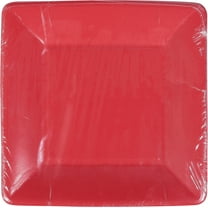 Paper Plates Grosgrain Red Border Square Salad-Dessert Plates