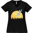 thumbnail image 3 of Inktastic Space Outerspace Moon and Astronaut Women's Plus Size V-Neck T-Shirt, 3 of 5
