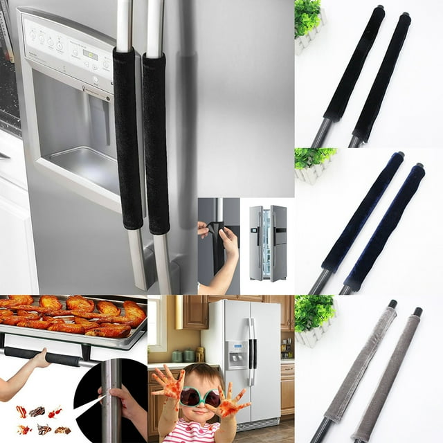 Iuhan 3 Pcs Couvre-Poignées de Réfrigérateur, Protecteur d'Appareil de Cuisine Résistant aux Taches, Manchons de Poignée de Porte Souple pour Réfrigérateur Congélateur pour Éviter la Saleté et les Empreintes Digitales