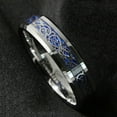 thumbnail image 3 of Tungsten Rings for Men Wedding Bands for Him 6mm Silver on Blue Celtic Dragon, 3 of 4