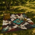 thumbnail image 7 of Turquoise Diamond Motif On Hide Look With Feather Shapes Pumpkins Lantern And Mantel Rustic Geometric Art, Soft Flannel Blanket for Bedroom and Living Room, 7 of 7