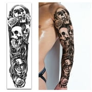 Yazhiji Full Arm Temporary Tattoos 8 Sheets and Half Arm Shoulder Waterproof Tattoos 8 Sheets, Extra Large Tattoo Stickers for Men and Women (22.83X7.1)
