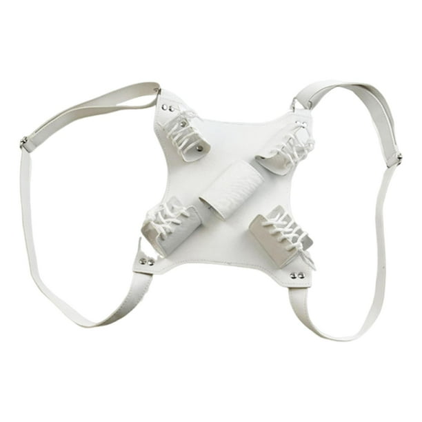 Cuchillo con doble correa de hombro y doble vaina de cuero PU, accesorio para disfraz blanco