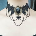 thumbnail image 5 of Gargantilla de encaje negra para mujer, Gargantilla gótica con cuello de borla, accesorios para fiesta de Halloween, 5 of 5