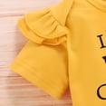 thumbnail image 4 of GRNSHTS Infant Baby Girl Summer Clothes Short Sleeve Ruffled Romper+Sunflower Shorts+Headband Outfits Yellow 3-6 Months, 4 of 11