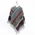 thumbnail image 4 of Women's Zig-Zag Knit Tassel Fringed Pullover Poncho Sweater Cape Shawl Wrap Navy, 4 of 4