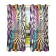 thumbnail image 6 of Yayeee Window Curtains Light Filtering 63"x42" Grommet Panel Pair Home Living Room Decor, Beige Wavy Plaid, 6 of 7