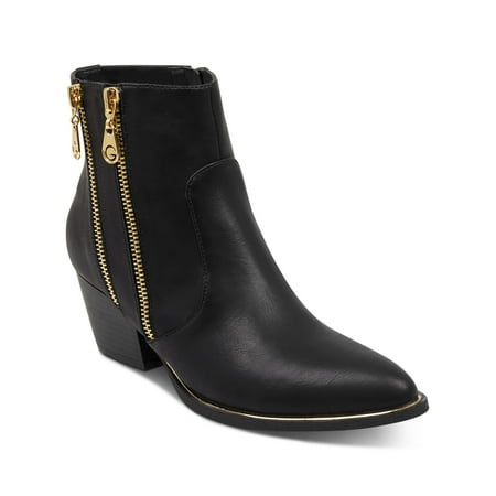 

GBG Womens Black Western Zipper Accent Padded Indiee Pointed Toe Block Heel Zip-Up Booties 9.5 M