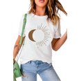 thumbnail image 3 of ABPHQTO Camiseta blanca de manga corta con gráfico de luna y sol para mujer, 3 of 5