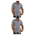 thumbnail image 2 of stanreset 1/2/3 Fête Randonnée Chemise Homme Simple Boutonnage Été Chemises à Manches Courtes Polyester Mode Cadeau d'Anniversaire Gris L 2 Pcs, 2 of 6