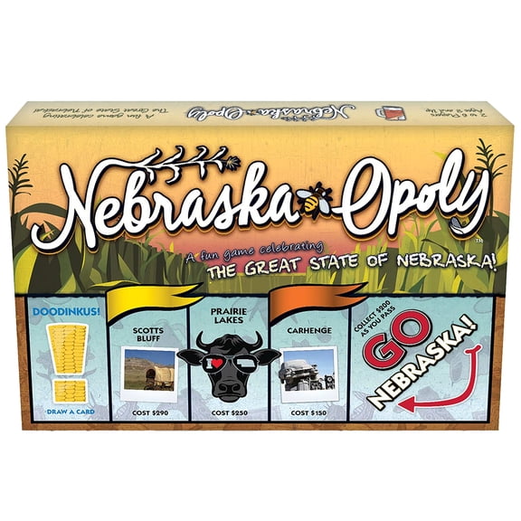 Late For The Sky: Nebraska-Opoly - State Themed Opoly-Style Board Game, Landmark Properties, Family Strategy, 2-6 Players, Traditional or 1hr Version