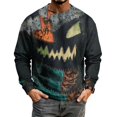 thumbnail image 5 of Fabrcox S-5XL Halloween Shirt for Men Spooky Pumpkin Face Patchwork Crewneck Sweatshirt for Men Funny Fall Waffle Knit Big and Tall Pullover 5XL, 5 of 6