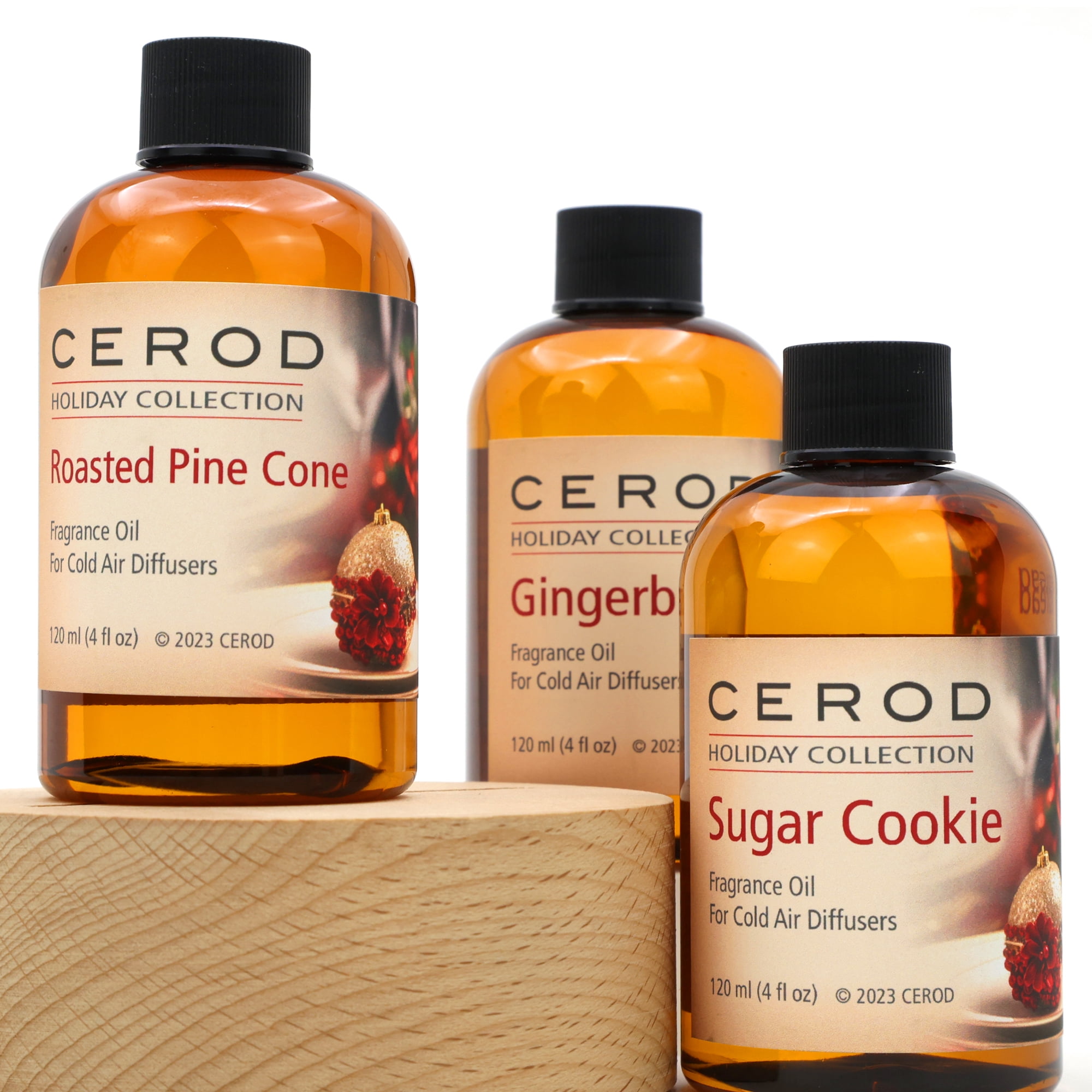 CEROD – Holiday Collection Scents Set (3) - Diffuser Oil for Cold Air Waterless Diffusers - Roasted Pine Cone, Gingerbread, Sugar Cookie - Aromatherapy Essential Oil Scents for Home & Office (3)