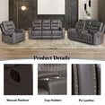 thumbnail image 2 of Hybition PU Leather Manual Recliner Chair Gray Single Sofa only, 2 of 6