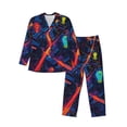 thumbnail image 1 of Balery Neon City Map Pijama para Hombre de Dos Piezas con Manga Larga, Conjunto de Dormir y Descanso Suave con Bolsillos-Large, 1 of 7