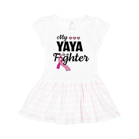 

Inktastic Breast Cancer Awareness My Yaya is a Fighter Gift Toddler Girl Dress