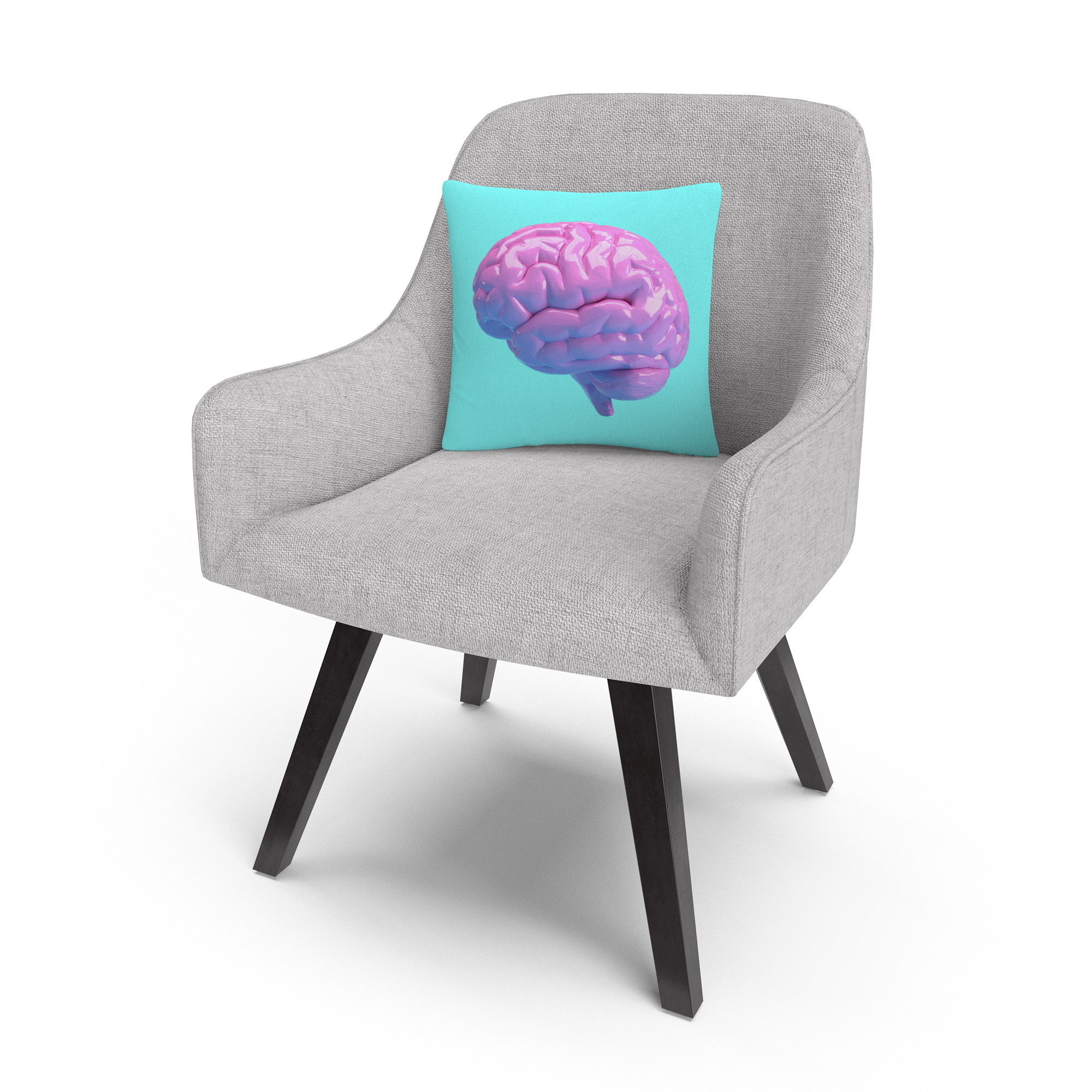 Modern 3D Pink Brain By Abc 16 X 16 Decorative Throw Pillow