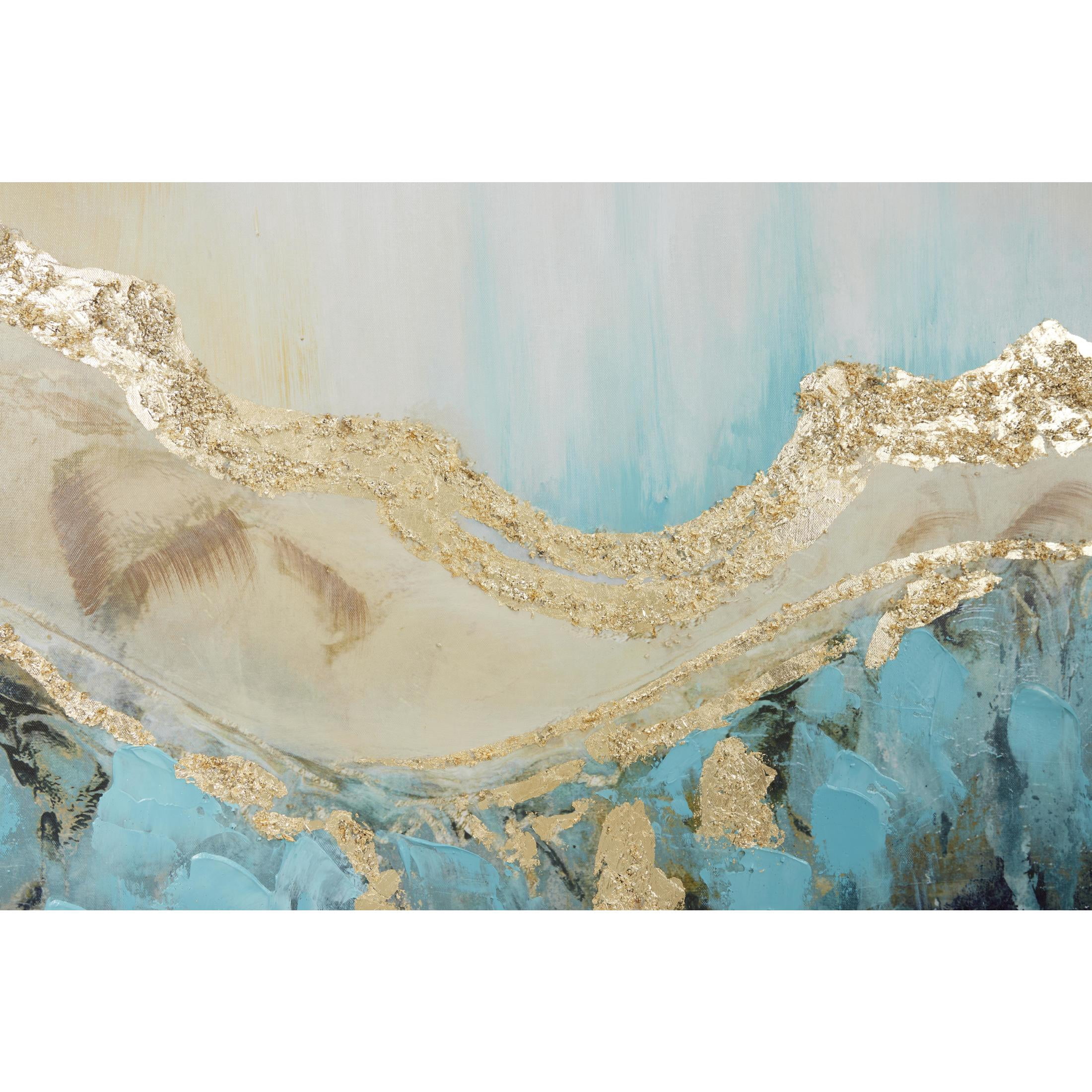 DecMode Polystone Contemporary Multi Colored Abstract Geode Patterned Framed Wall Art, 48"W x 36"H