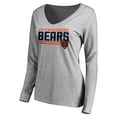 thumbnail image 2 of Women's Ash Chicago Bears Iconic Collection On Side Stripe Long Sleeve V-Neck T-Shirt, 2 of 3