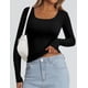 thumbnail image 3 of Remera PRETTYGARDEN de manga larga acanalada con escote redondo negra M, 3 of 4