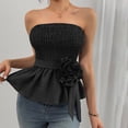 thumbnail image 5 of DuoJiaJ Women's Strapless Tank Top Summer Casual Sleeveless Blouse Beach Vacation Pure Color Basic T Shirt For Women With Jeans Women Vest Black L, 5 of 5