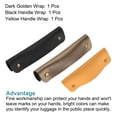 thumbnail image 3 of Uxcell PU Leather Luggage Handle Wraps with Brass Clasp, Black Dark Golden Yellow 3 Pack, 3 of 5