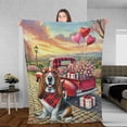 thumbnail image 3 of Be My Valentine's Basset Hound Truck Full of Love Flower Balloon Cozy Fleece Blanket Bassets Dog Breed Lovers Gifts Idea Warm Soft Throw Blanket - 02029, 3 of 5