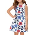 thumbnail image 2 of CCRFTGI 4th of July Girls Dress Size 10-12 Cute American Flag Floral Print A-Line Dress Party Patriotic Sleeveless Crew Neck Girls Clothes Summer Stylish Dresses Wine 12-13 Years, 2 of 8