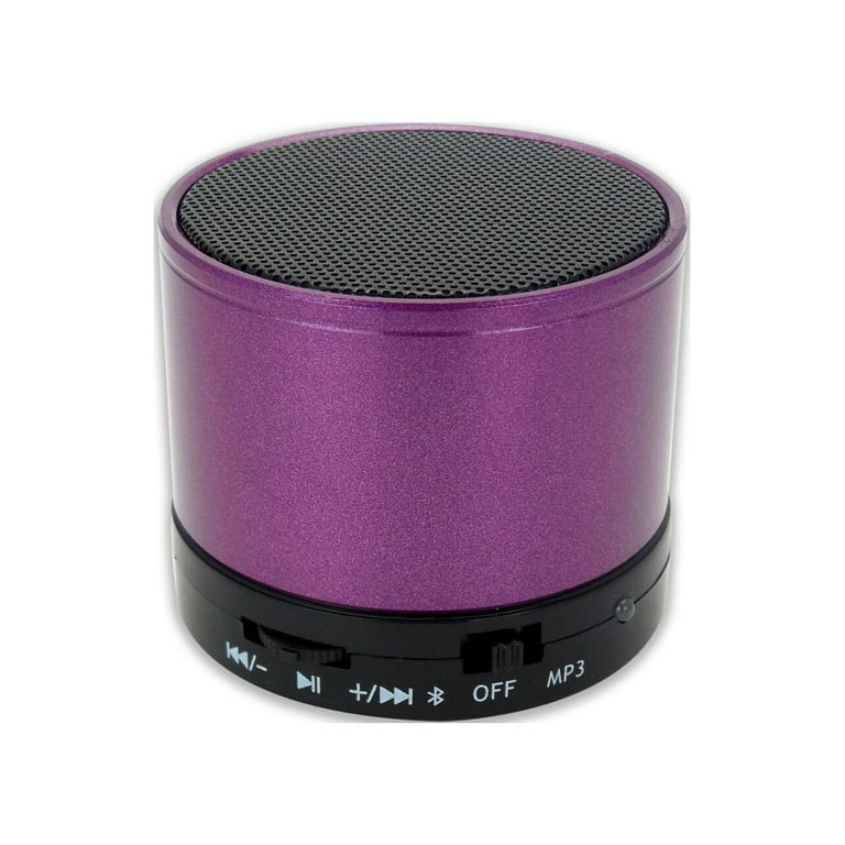 Soundworx Mini Bocina Portable Morada Con Bluetooth, Microfono, Radio FM Y  Entrada De Tarjeta TF, Purple 
