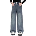 thumbnail image 2 of THJRPQJFD Boys Size 10 Jeans 90s Jeans High Waisted Wide Leg Jeans Cargo Pants Deal of the Day Prime Today 8 Year Old Girl Birthday Gift Baby Clothes, Blue 9-10 Years, 2 of 9