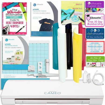 Silhouette Cameo 3 Bluetooth T Shirt Starter Bundle with Guide, Class, Heat Transfer Kit, and