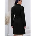 thumbnail image 2 of Women's Lapel Pea Trench Coat Long Jacket Open Front Belted Overcoat with Belt, 2 of 4