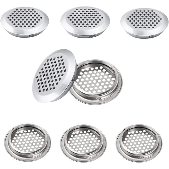 50 Pcs 2 inch Soffit Vents Round, 53mm Stainless Steel Circular Air Vents Mesh Hole for Kitchen Bathroom Cabinet Wardrobe, Shoe Cabinet