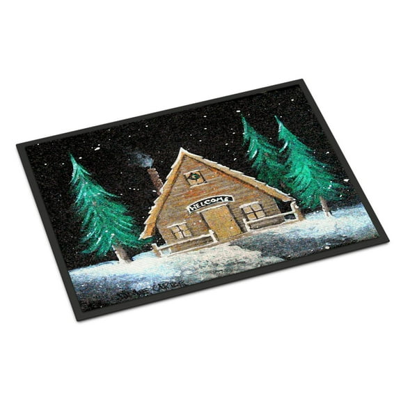 Carolines Treasures PJC1090MAT Welcome Lodge Christmas Log Home Door Mat Indoor Rug or Outdoor Welcome Mat 18x27 Doormat