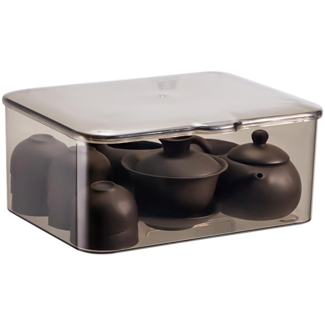 Caja de almacenamiento para juego de té, contenedor de joyería, organización de cosméticos, organizador de escritorio de oficina transparente, caja de Soledad Estuche de almacenamiento