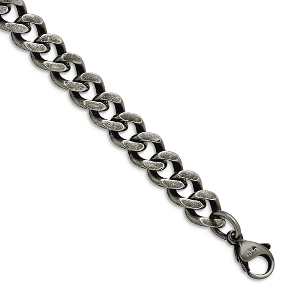 Chisel Stainless Steel 7.50mm Oxidized Curb Chain Bracelet