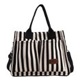 thumbnail image 1 of Bolso Mano para Mujer Hobo Elegante Lona ​​bolso Informal A Rayas Gran Capacidad, 1 of 9
