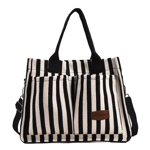 Bolso Mano para Mujer Hobo Elegante Lona bolso Informal A Rayas Gran Capacidad