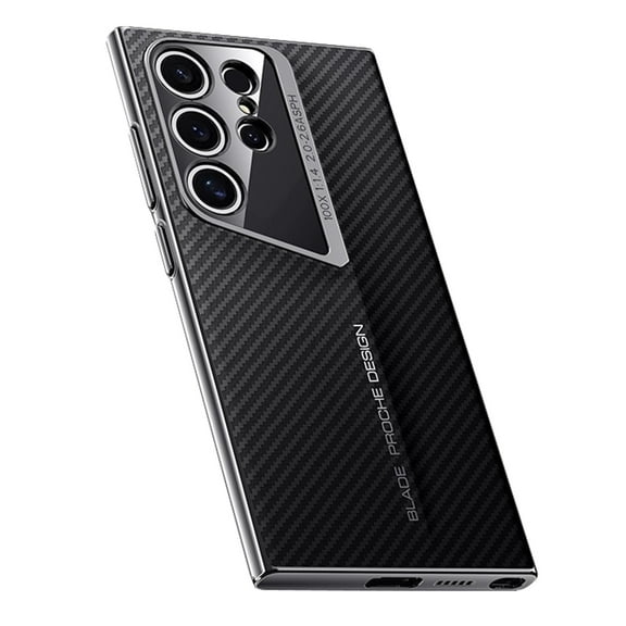 Case for Samsung Galaxy S25 Ultra, Carbon Fiber Leather Case All-Inclusive Lens Protection Cover