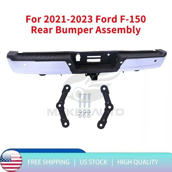 Chrome Rear Bumper Assembly W/ Max Tow 4X Sensor Hole For 2021-2023 Ford F-150