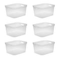 thumbnail image 1 of Sterilite 8.25x12.25x15 Inch Storage Bin w/ Carry Handles, Clear (6 Pack), 1 of 8
